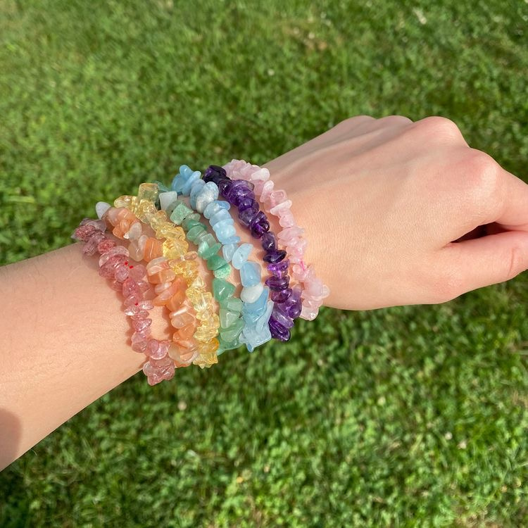 Red Coral Crystal Chip Bracelet