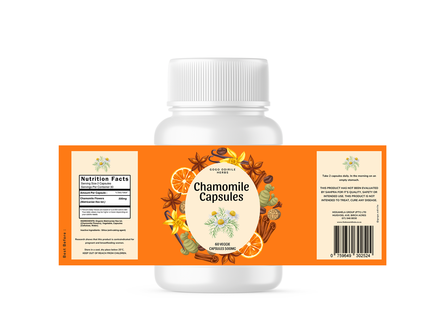 Gogo Odirile Chamomile Flowers 60 Capsules (500MG)
